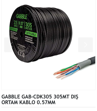 Gabble Gab-cdk305 305mt Dış Ortam Kablo 0.57mm CAT6 305MT 
